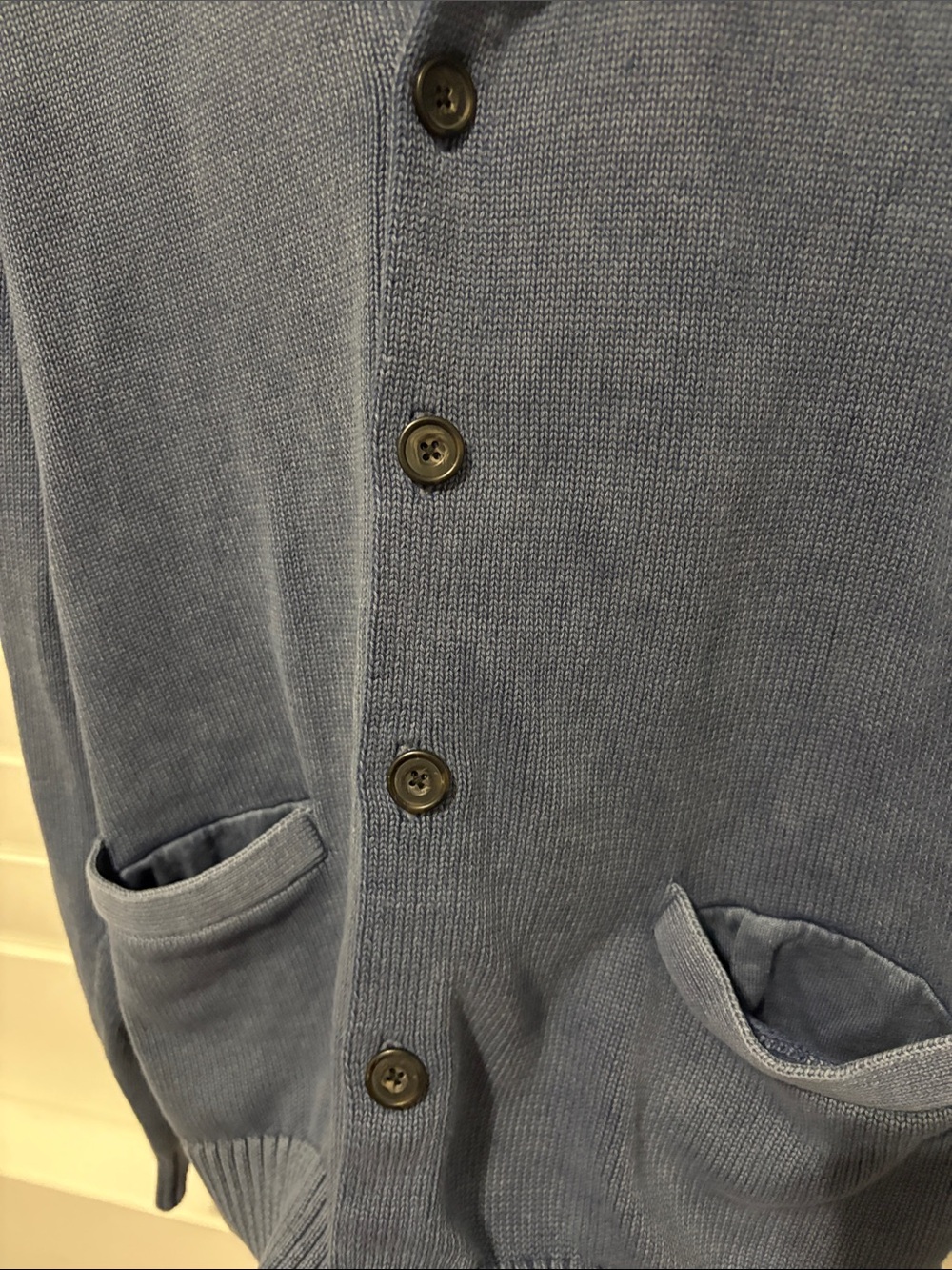 Goodthreads Men's Shawl Collar Button Cardigan Sweater- Dusty Blue XXL tall - Picture 2 of 4